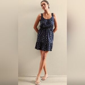 Banana Republic Factory Navy Blue Floral Ruffle Strap Mini Dress